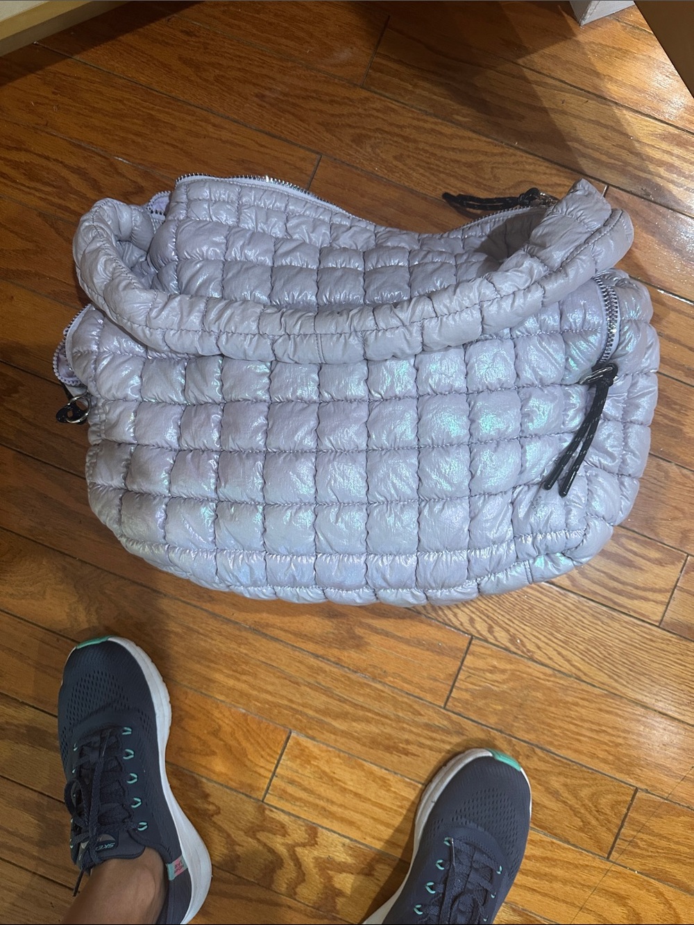 Free People Quilted Iridescent White Shoulder Bag